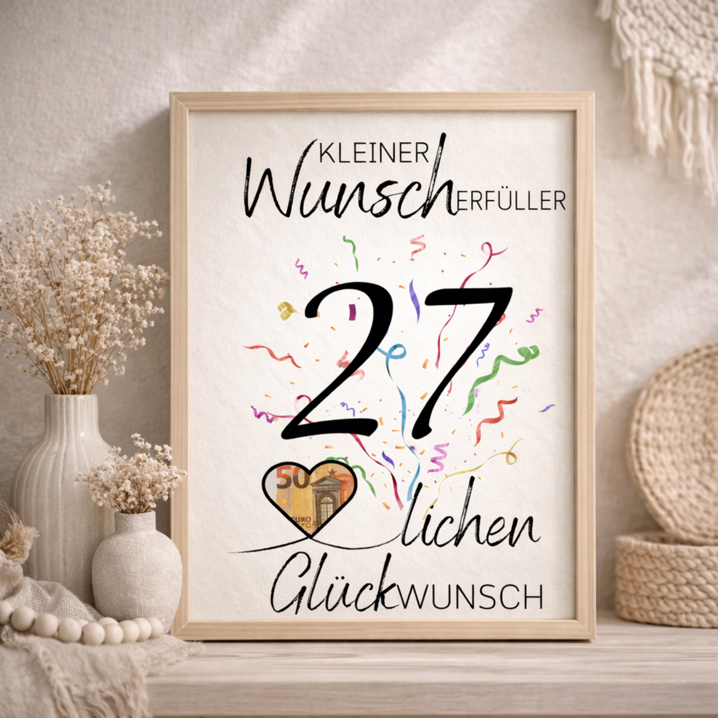 Geldgeschenk 27. Geburtstag Wunscherfüller | Digitaler Download | Last Minute Geschenkidee zum Ausdrucken