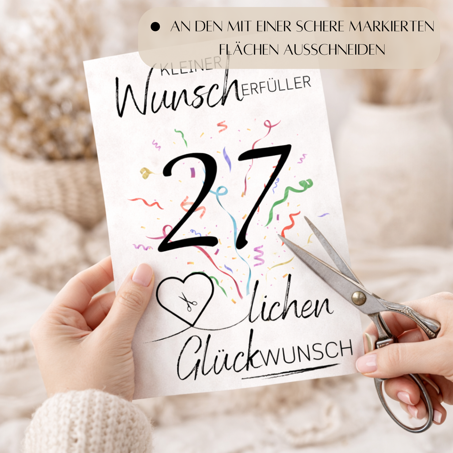 Geldgeschenk 27. Geburtstag Wunscherfüller | Digitaler Download | Last Minute Geschenkidee zum Ausdrucken
