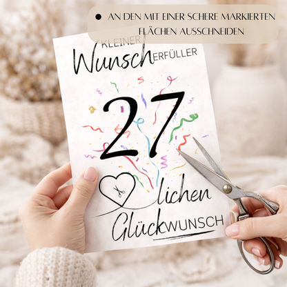 Geldgeschenk 27. Geburtstag Wunscherfüller | Digitaler Download | Last Minute Geschenkidee zum Ausdrucken