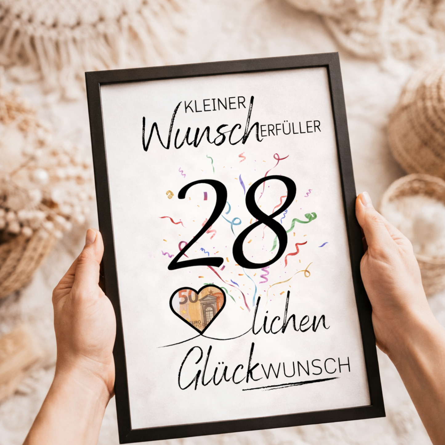 Geldgeschenk 28. Geburtstag Wunscherfüller | Digitaler Download | Last Minute Geschenkidee zum Ausdrucken