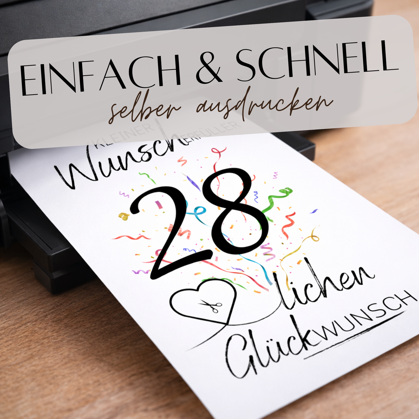 Geldgeschenk 28. Geburtstag Wunscherfüller | Digitaler Download | Last Minute Geschenkidee zum Ausdrucken