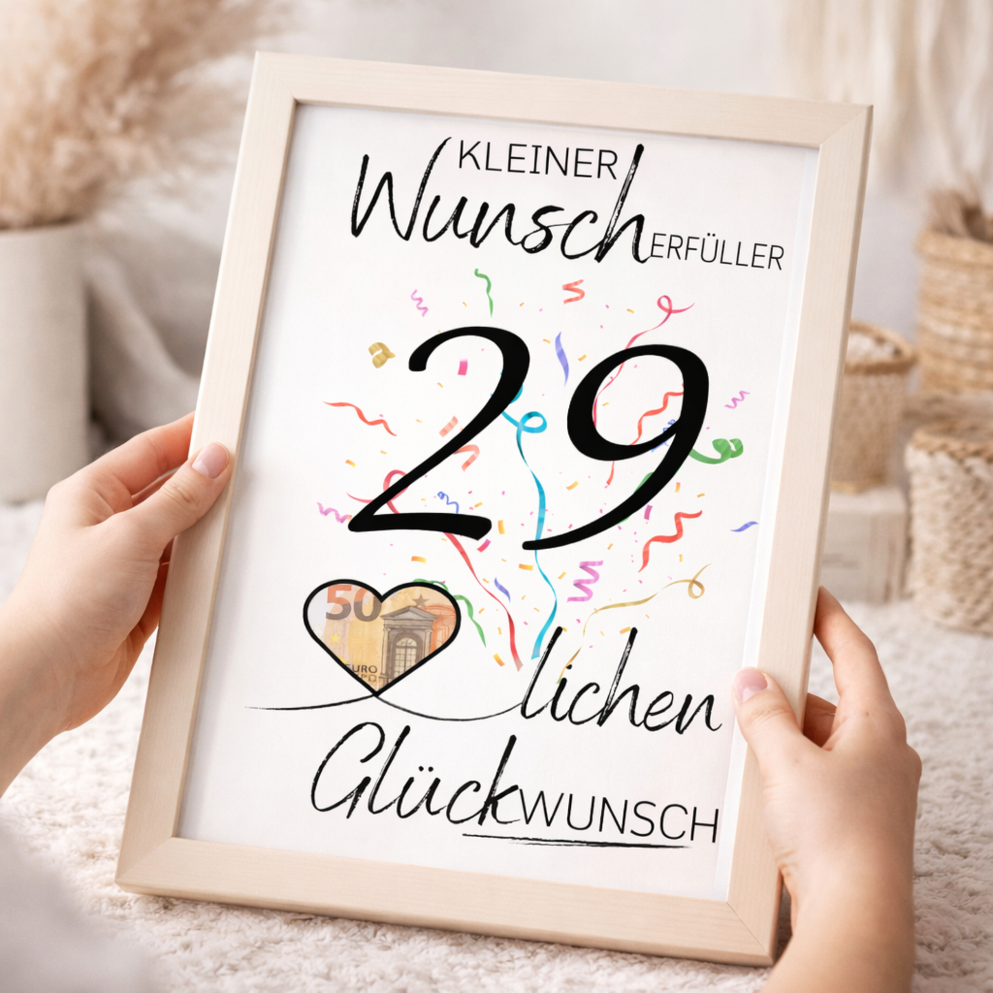 Geldgeschenk 29. Geburtstag Wunscherfüller | Digitaler Download | Last Minute Geschenkidee zum Ausdrucken
