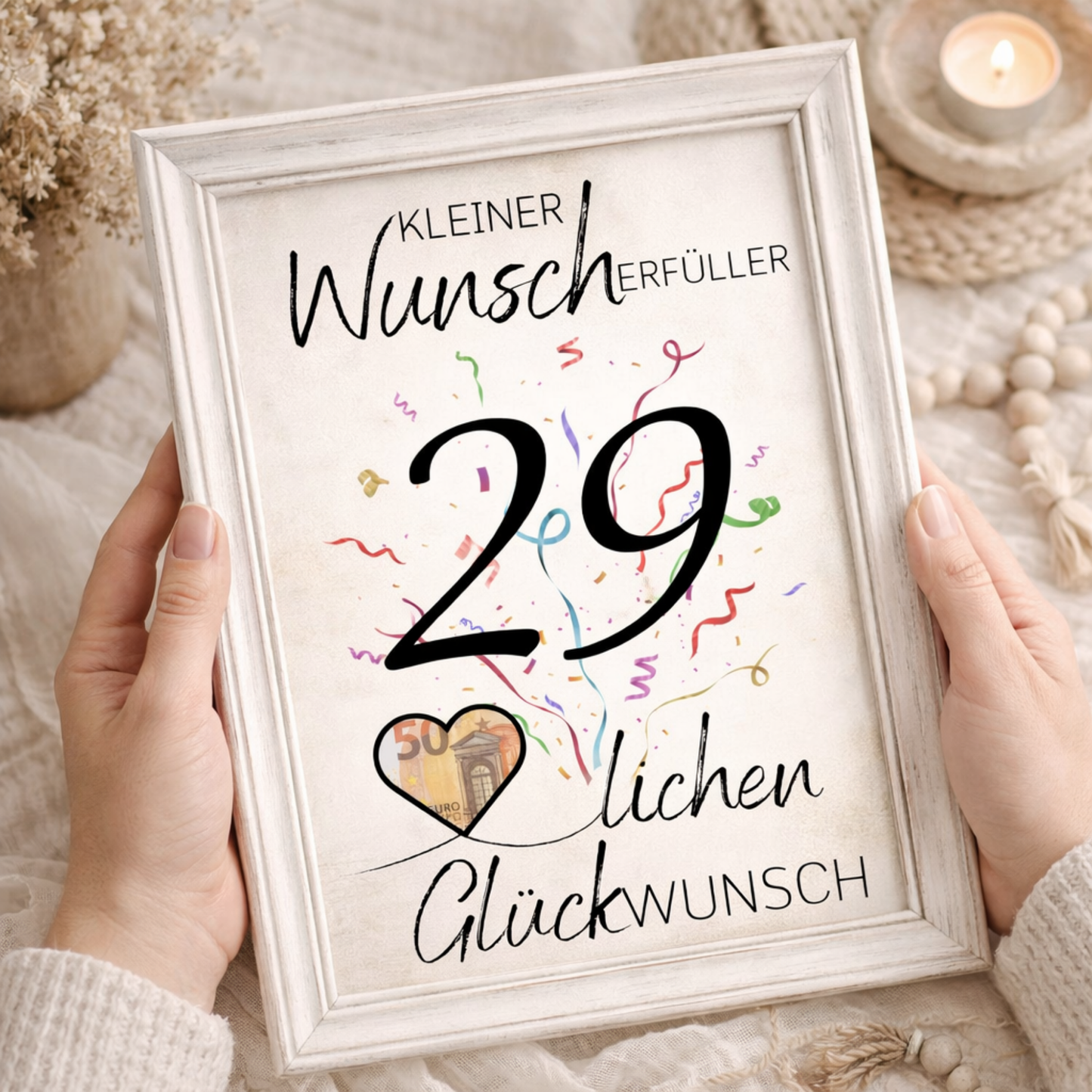Geldgeschenk 29. Geburtstag Wunscherfüller | Digitaler Download | Last Minute Geschenkidee zum Ausdrucken