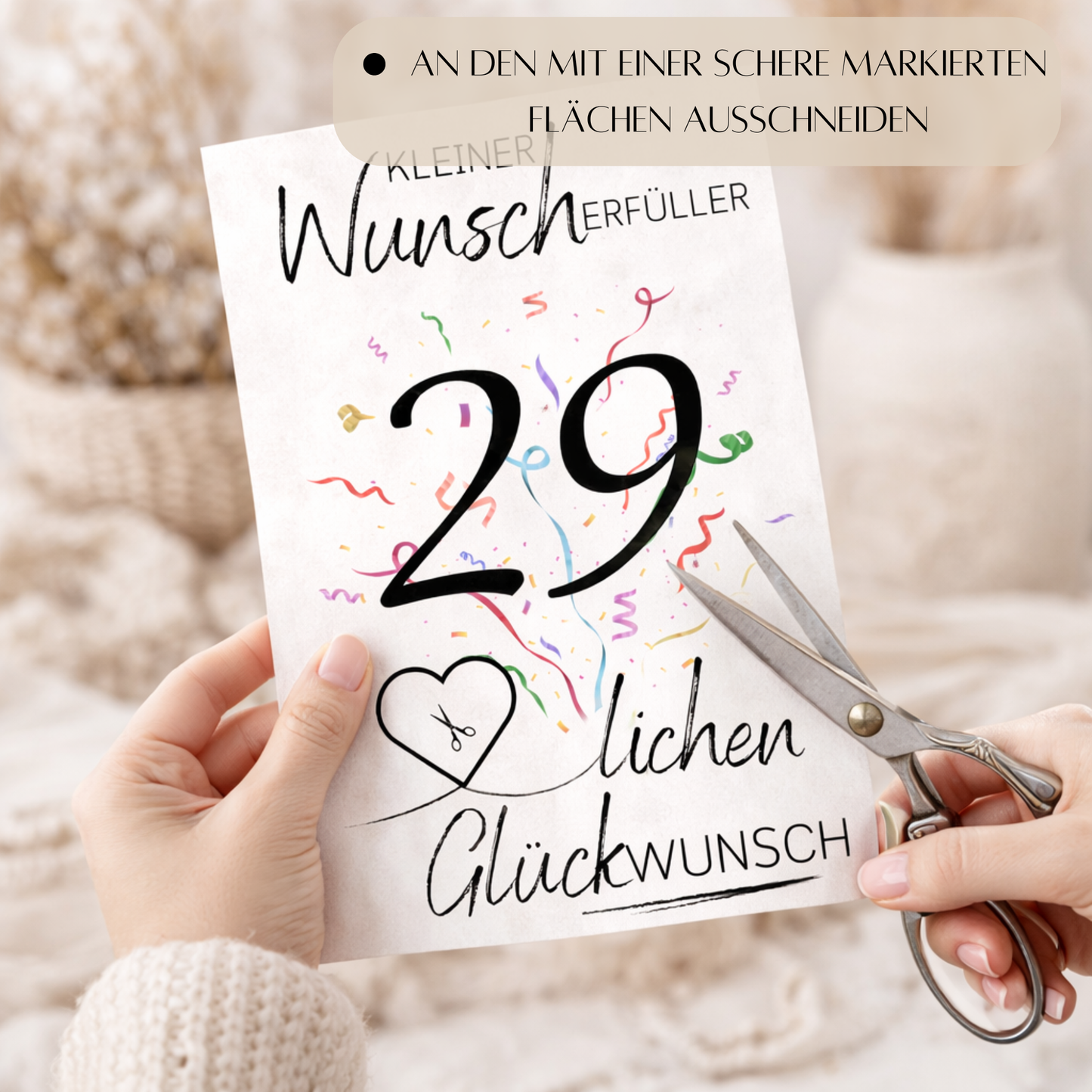 Geldgeschenk 29. Geburtstag Wunscherfüller | Digitaler Download | Last Minute Geschenkidee zum Ausdrucken