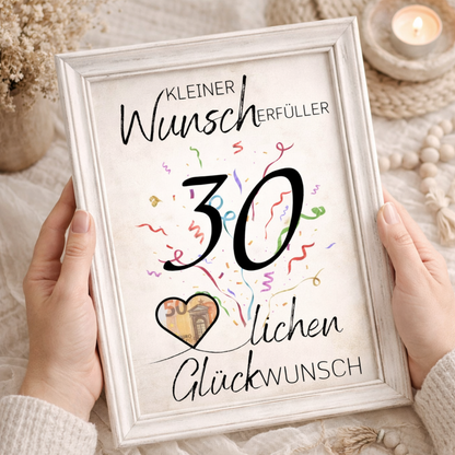 Geldgeschenk 30. Geburtstag Wunscherfüller | Digitaler Download | Last Minute Geschenkidee zum Ausdrucken