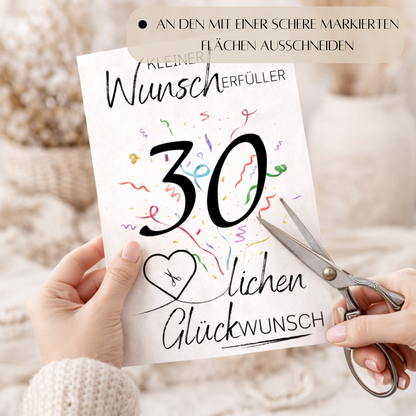 Geldgeschenk 30. Geburtstag Wunscherfüller | Digitaler Download | Last Minute Geschenkidee zum Ausdrucken