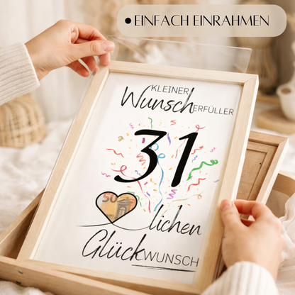 Geldgeschenk 31. Geburtstag Wunscherfüller | Digitaler Download | Last Minute Geschenkidee zum Ausdrucken