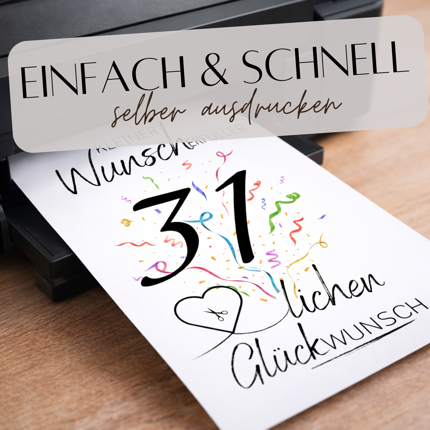 Geldgeschenk 31. Geburtstag Wunscherfüller | Digitaler Download | Last Minute Geschenkidee zum Ausdrucken