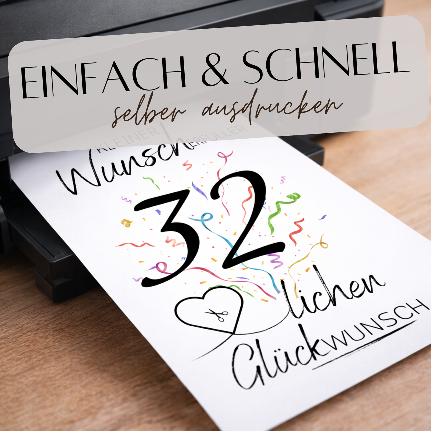Geldgeschenk 32. Geburtstag Wunscherfüller | Digitaler Download | Last Minute Geschenkidee zum Ausdrucken