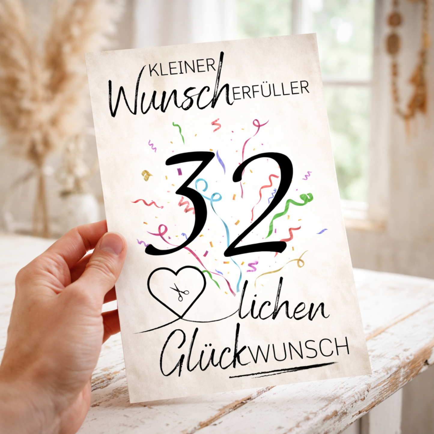 Geldgeschenk 32. Geburtstag Wunscherfüller | Digitaler Download | Last Minute Geschenkidee zum Ausdrucken