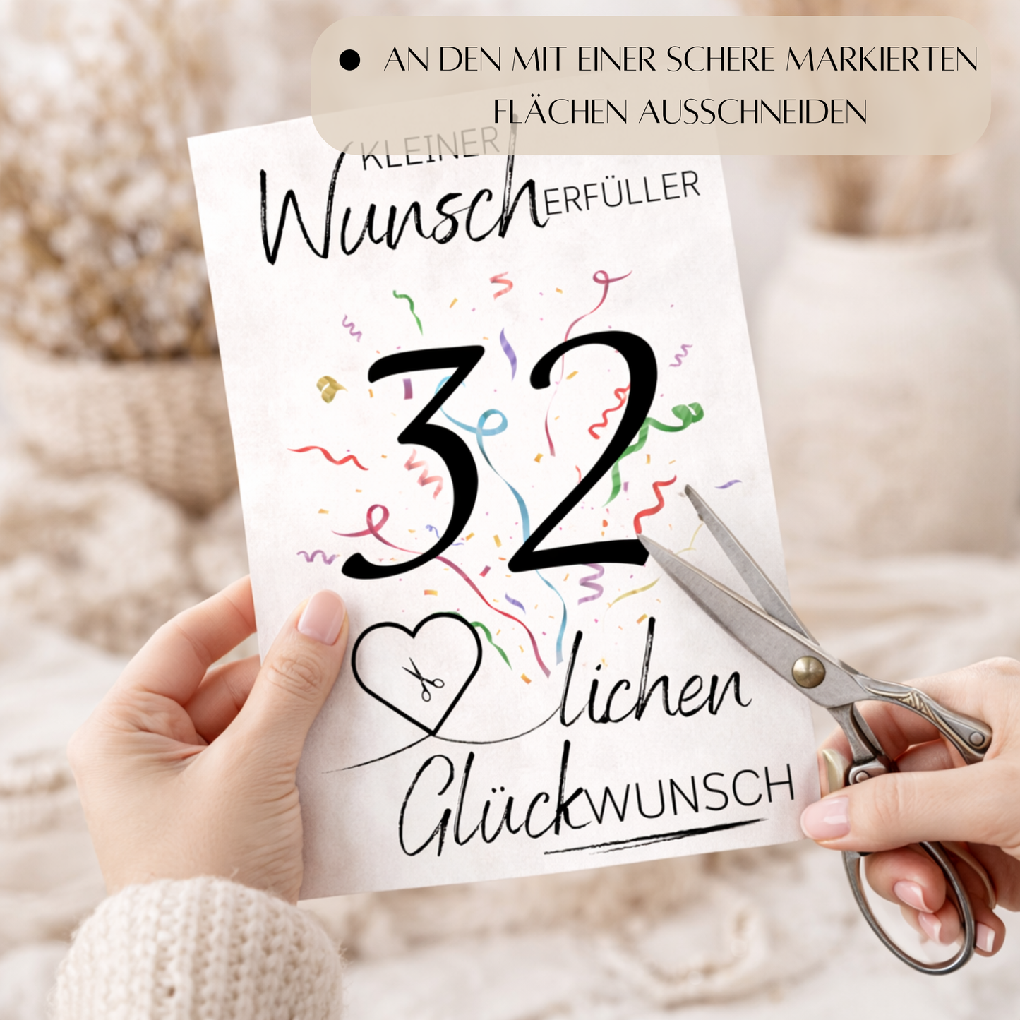 Geldgeschenk 32. Geburtstag Wunscherfüller | Digitaler Download | Last Minute Geschenkidee zum Ausdrucken