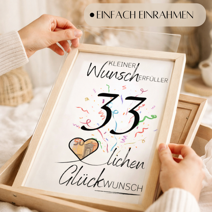 Geldgeschenk 33. Geburtstag Wunscherfüller | Digitaler Download | Last Minute Geschenkidee zum Ausdrucken