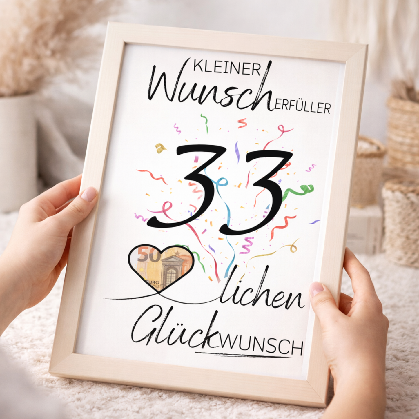 Geldgeschenk 33. Geburtstag Wunscherfüller | Digitaler Download | Last Minute Geschenkidee zum Ausdrucken