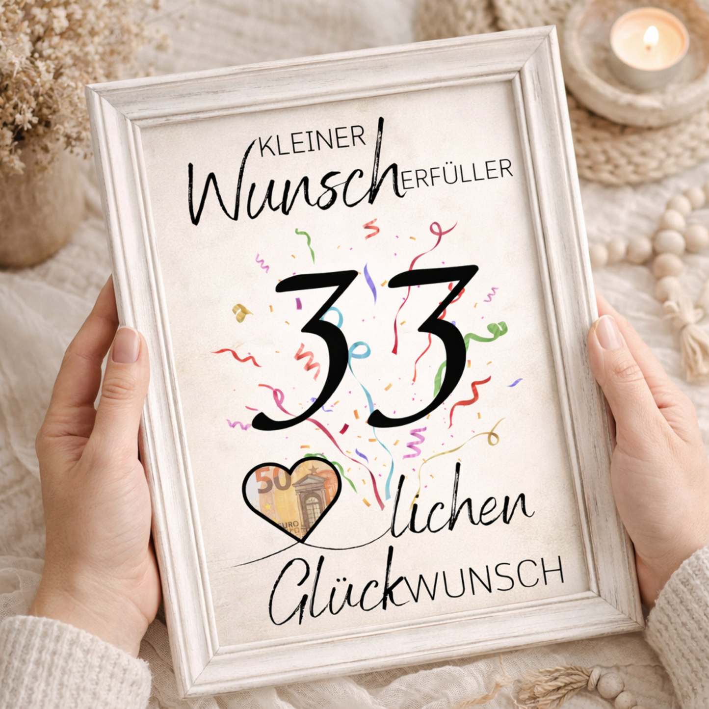 Geldgeschenk 33. Geburtstag Wunscherfüller | Digitaler Download | Last Minute Geschenkidee zum Ausdrucken