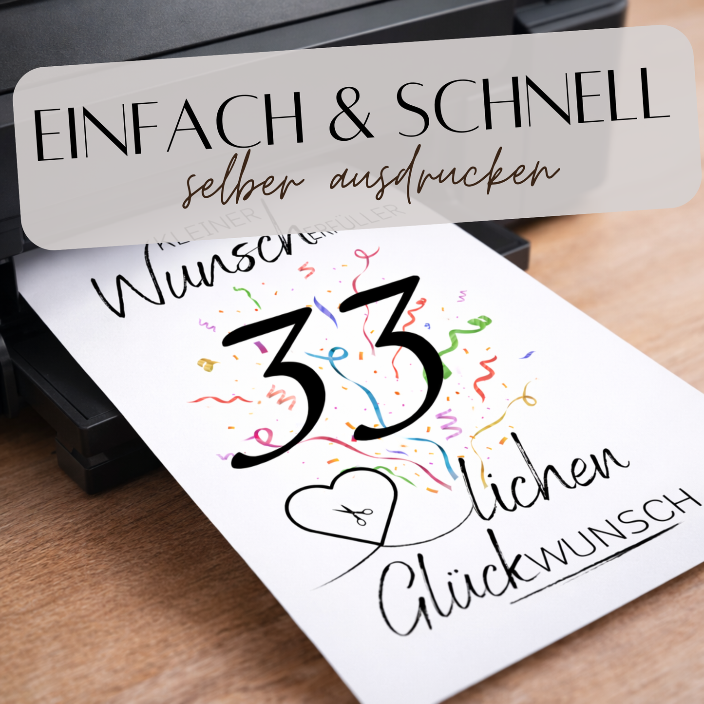 Geldgeschenk 33. Geburtstag Wunscherfüller | Digitaler Download | Last Minute Geschenkidee zum Ausdrucken