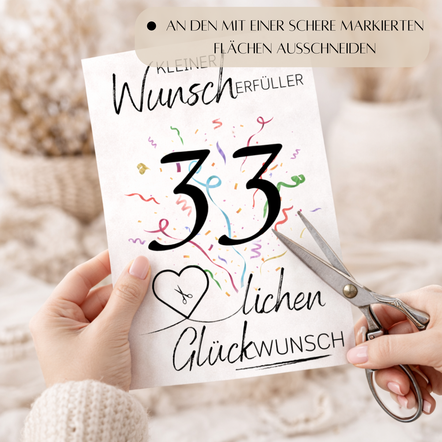 Geldgeschenk 33. Geburtstag Wunscherfüller | Digitaler Download | Last Minute Geschenkidee zum Ausdrucken