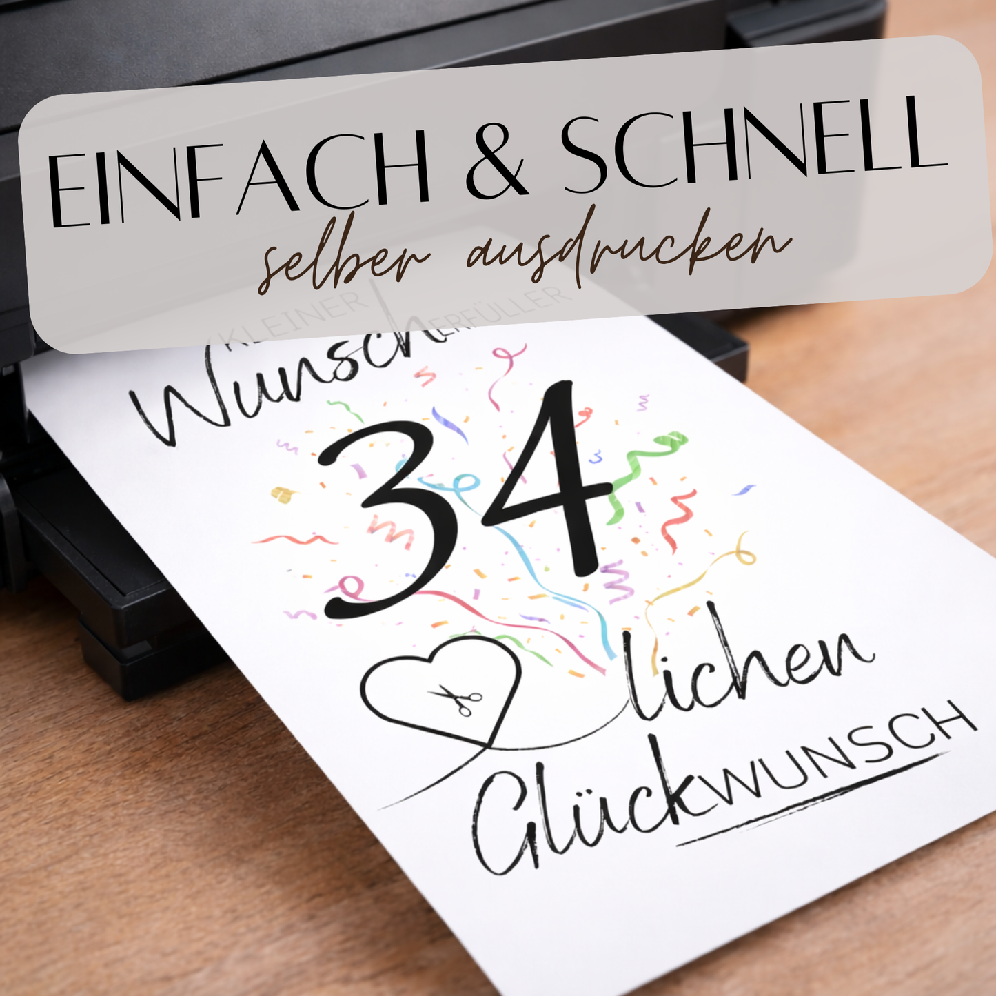 Geldgeschenk 34. Geburtstag Wunscherfüller | Digitaler Download | Last Minute Geschenkidee zum Ausdrucken