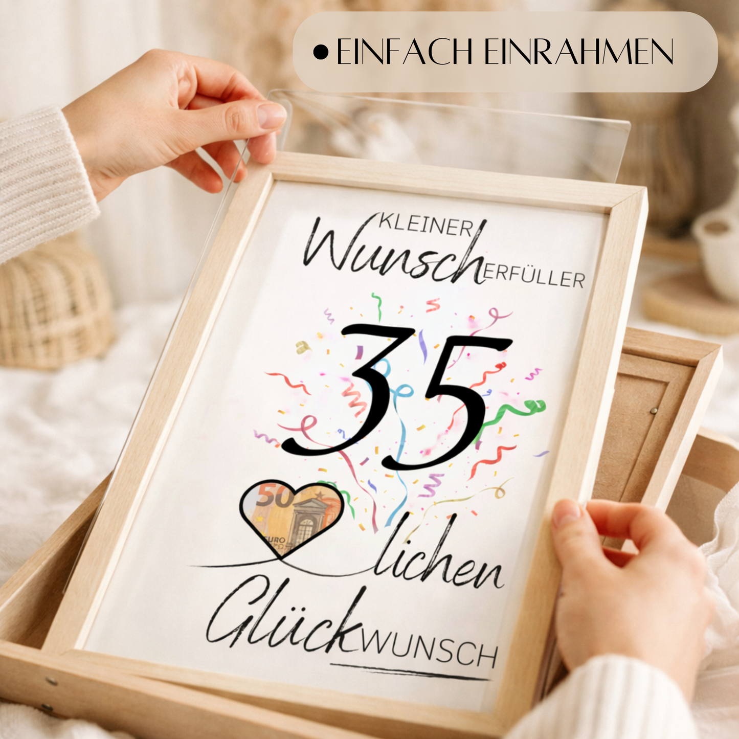Geldgeschenk 35. Geburtstag Wunscherfüller | Digitaler Download | Last Minute Geschenkidee zum Ausdrucken