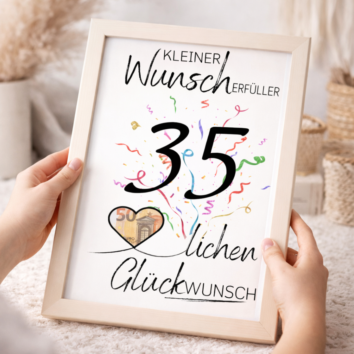 Geldgeschenk 35. Geburtstag Wunscherfüller | Digitaler Download | Last Minute Geschenkidee zum Ausdrucken