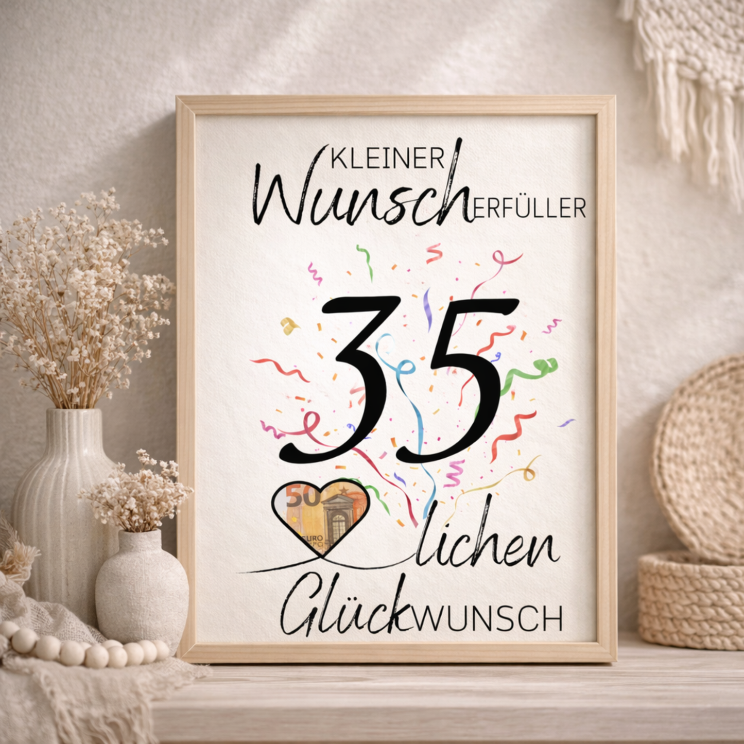 Geldgeschenk 35. Geburtstag Wunscherfüller | Digitaler Download | Last Minute Geschenkidee zum Ausdrucken