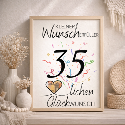 Geldgeschenk 35. Geburtstag Wunscherfüller | Digitaler Download | Last Minute Geschenkidee zum Ausdrucken