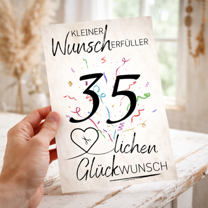 Geldgeschenk 35. Geburtstag Wunscherfüller | Digitaler Download | Last Minute Geschenkidee zum Ausdrucken