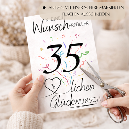 Geldgeschenk 35. Geburtstag Wunscherfüller | Digitaler Download | Last Minute Geschenkidee zum Ausdrucken