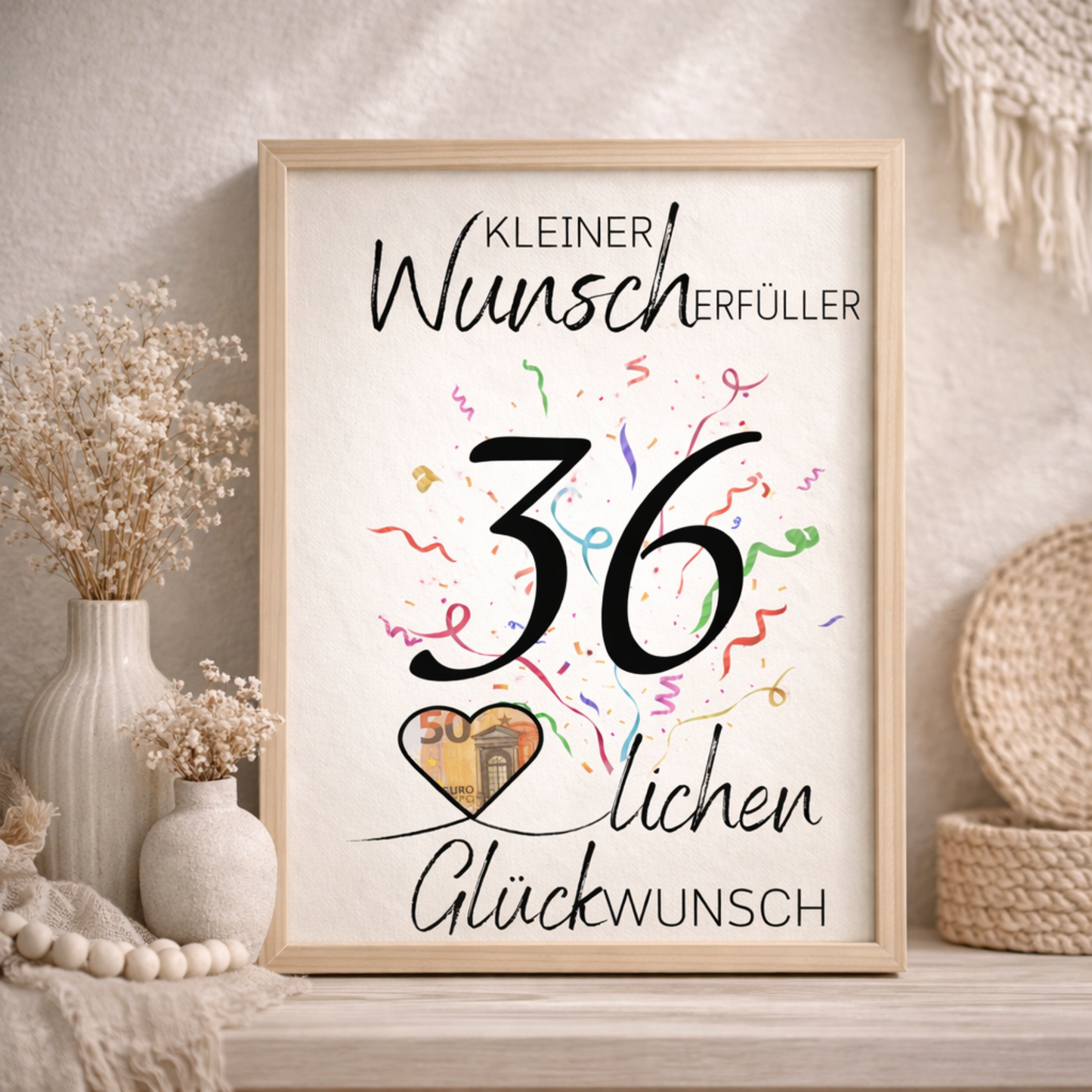 Geldgeschenk 36. Geburtstag Wunscherfüller | Digitaler Download | Last Minute Geschenkidee zum Ausdrucken