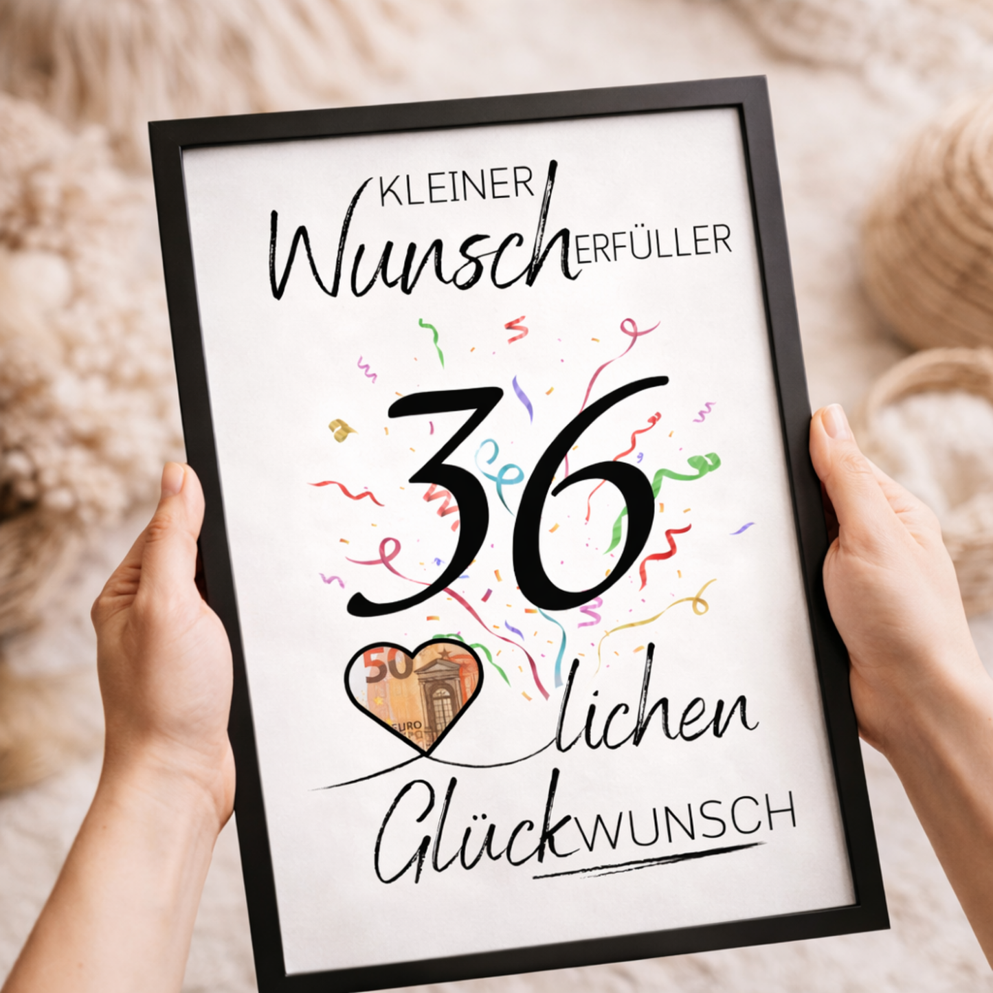 Geldgeschenk 36. Geburtstag Wunscherfüller | Digitaler Download | Last Minute Geschenkidee zum Ausdrucken