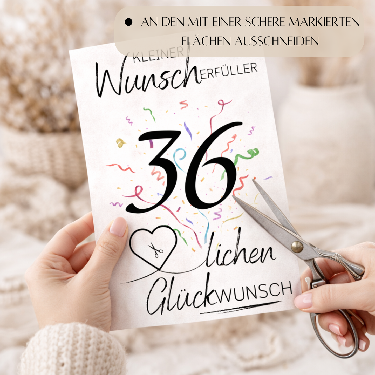 Geldgeschenk 36. Geburtstag Wunscherfüller | Digitaler Download | Last Minute Geschenkidee zum Ausdrucken