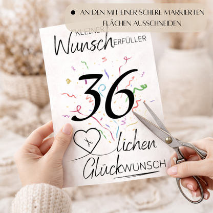Geldgeschenk 36. Geburtstag Wunscherfüller | Digitaler Download | Last Minute Geschenkidee zum Ausdrucken