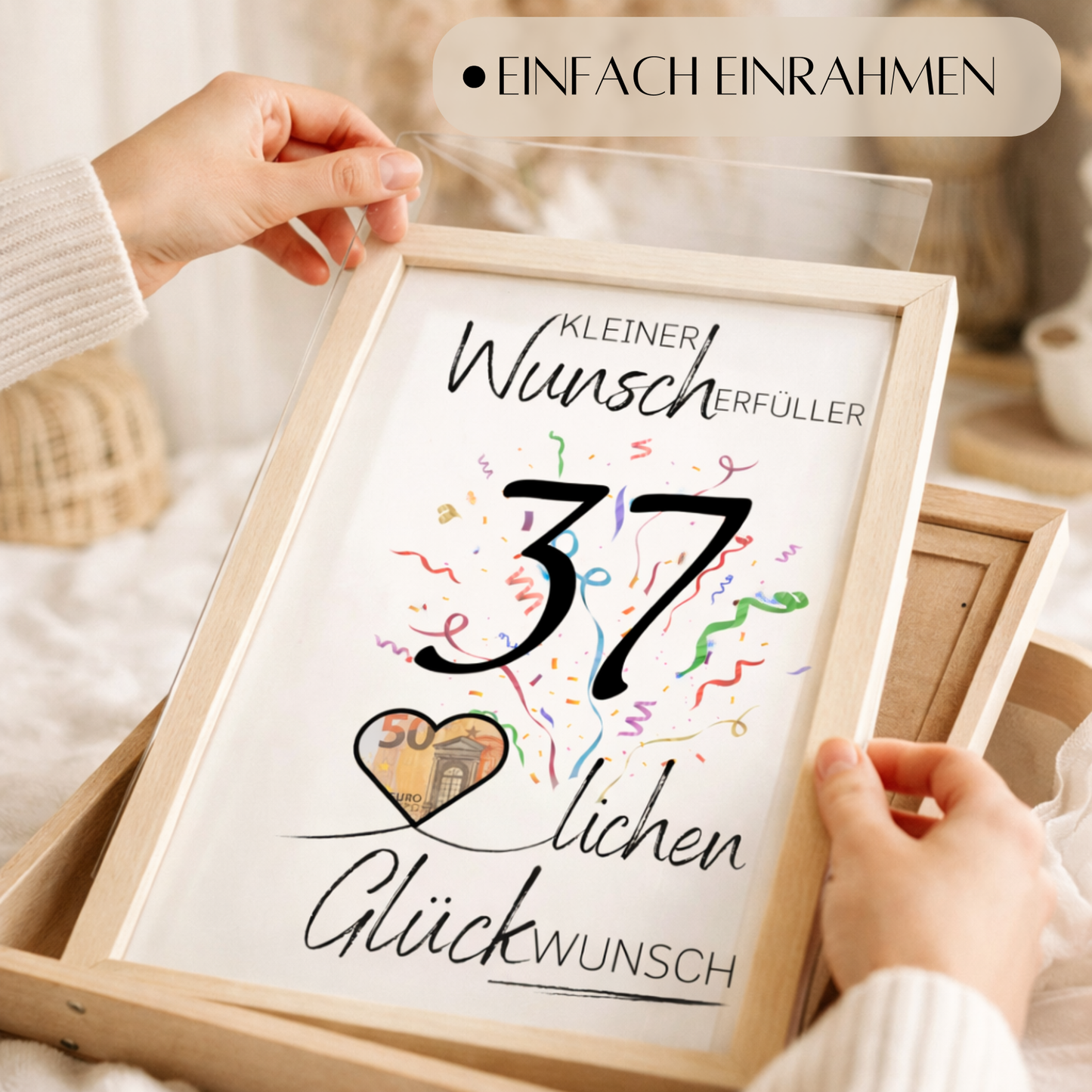 Geldgeschenk 37. Geburtstag Wunscherfüller | Digitaler Download | Last Minute Geschenkidee zum Ausdrucken
