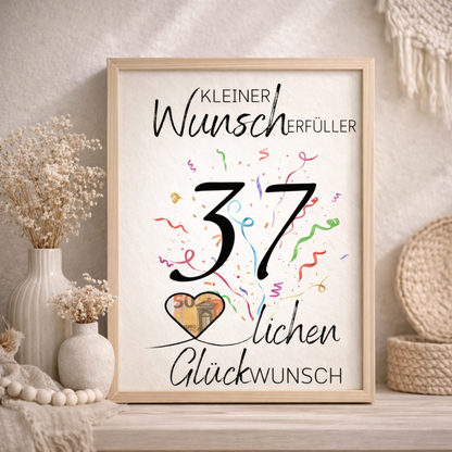 Geldgeschenk 37. Geburtstag Wunscherfüller | Digitaler Download | Last Minute Geschenkidee zum Ausdrucken