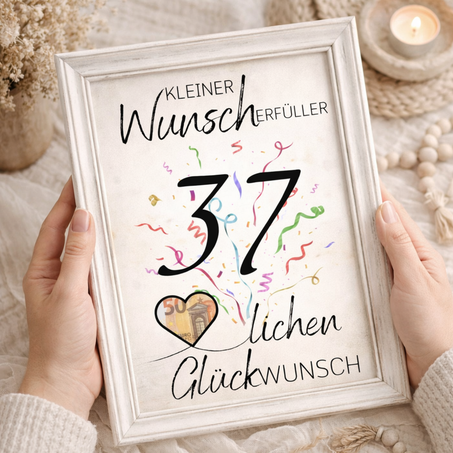Geldgeschenk 37. Geburtstag Wunscherfüller | Digitaler Download | Last Minute Geschenkidee zum Ausdrucken