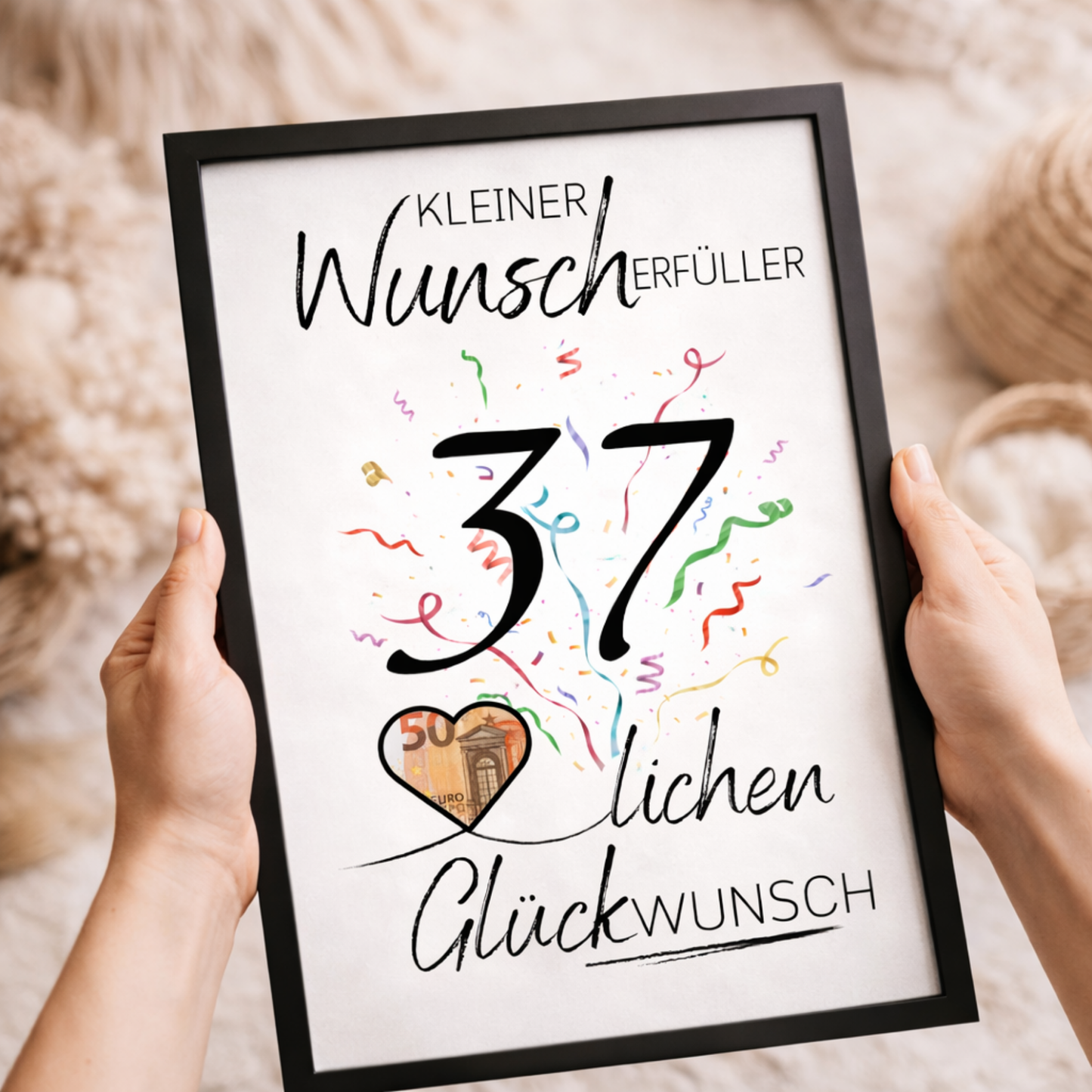 Geldgeschenk 37. Geburtstag Wunscherfüller | Digitaler Download | Last Minute Geschenkidee zum Ausdrucken
