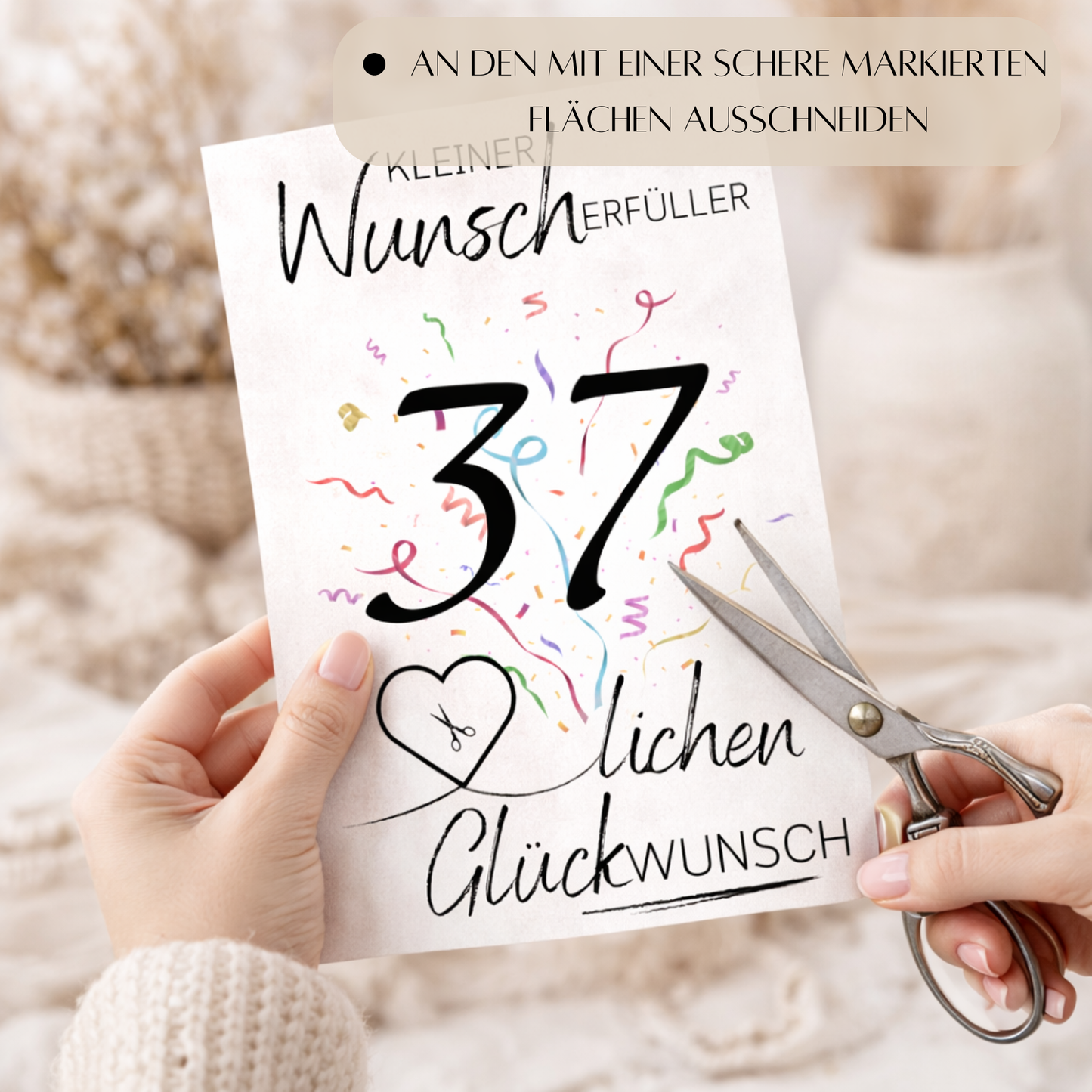 Geldgeschenk 37. Geburtstag Wunscherfüller | Digitaler Download | Last Minute Geschenkidee zum Ausdrucken