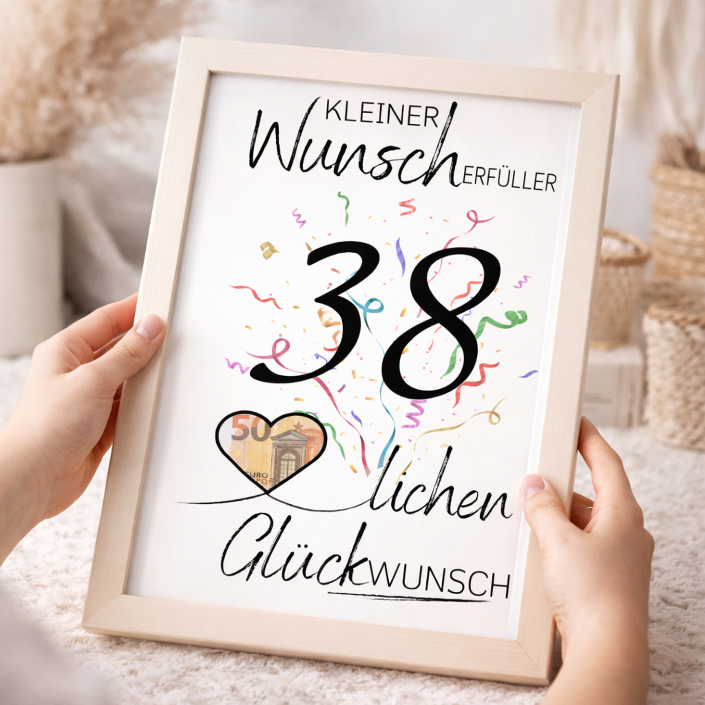 Geldgeschenk 38. Geburtstag Wunscherfüller | Digitaler Download | Last Minute Geschenkidee zum Ausdrucken
