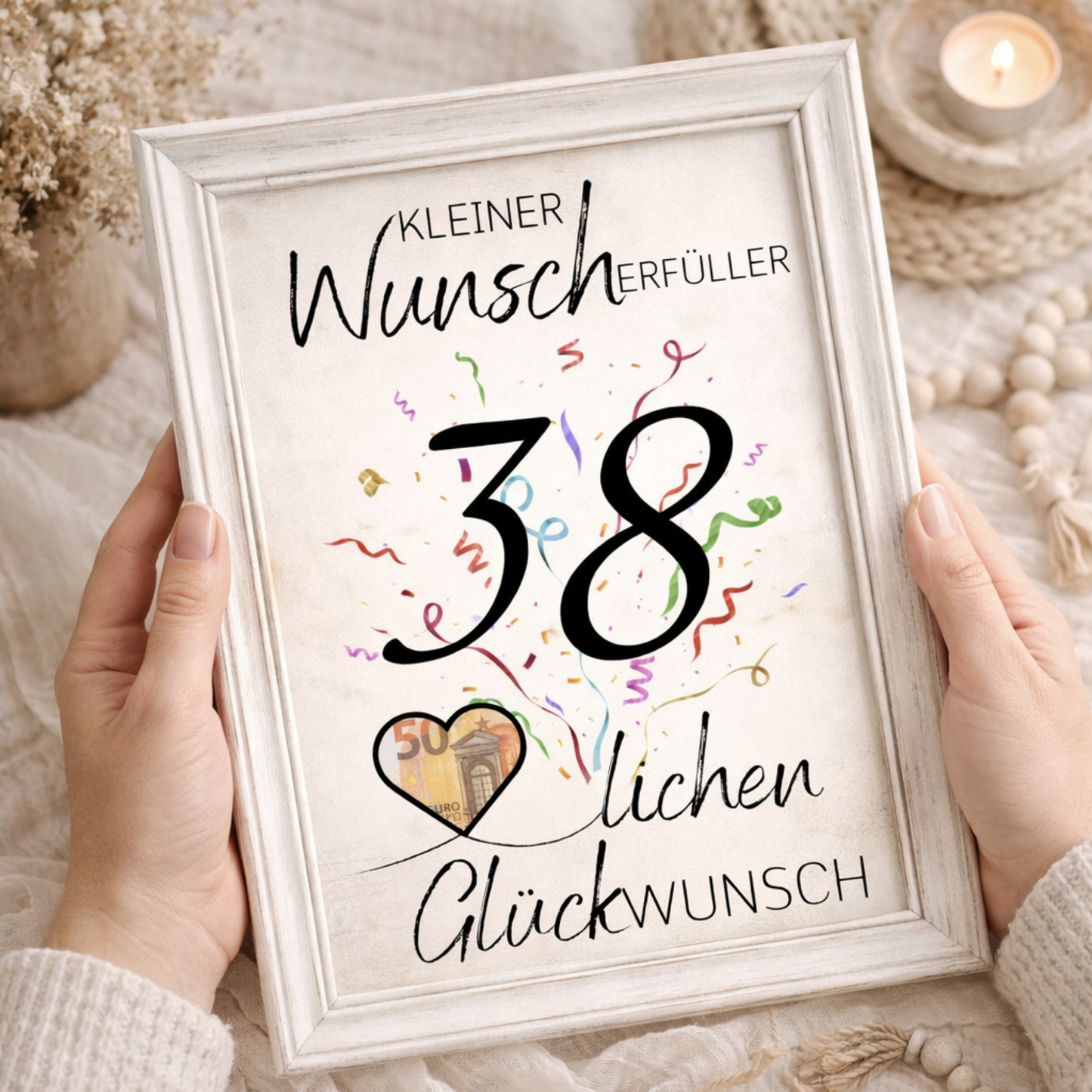 Geldgeschenk 38. Geburtstag Wunscherfüller | Digitaler Download | Last Minute Geschenkidee zum Ausdrucken