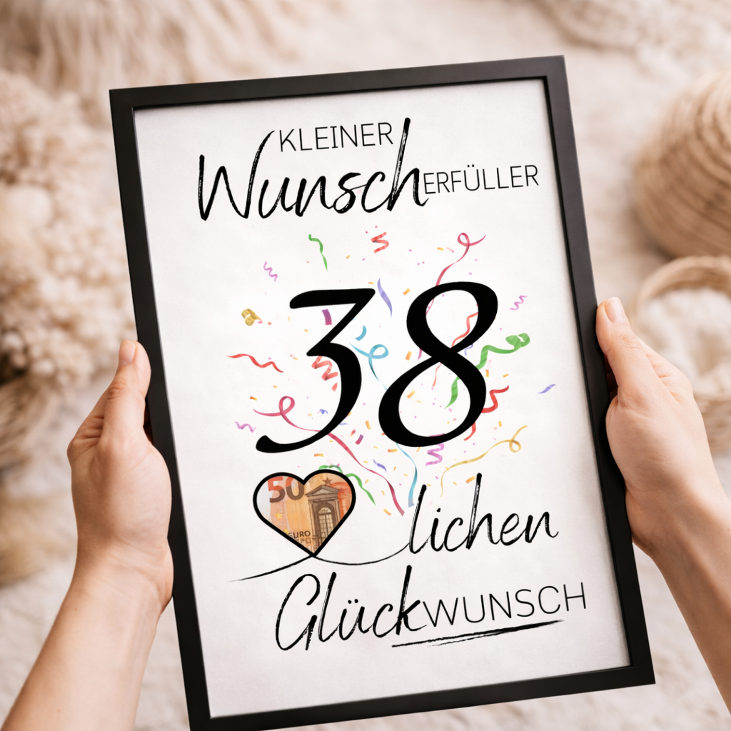 Geldgeschenk 38. Geburtstag Wunscherfüller | Digitaler Download | Last Minute Geschenkidee zum Ausdrucken