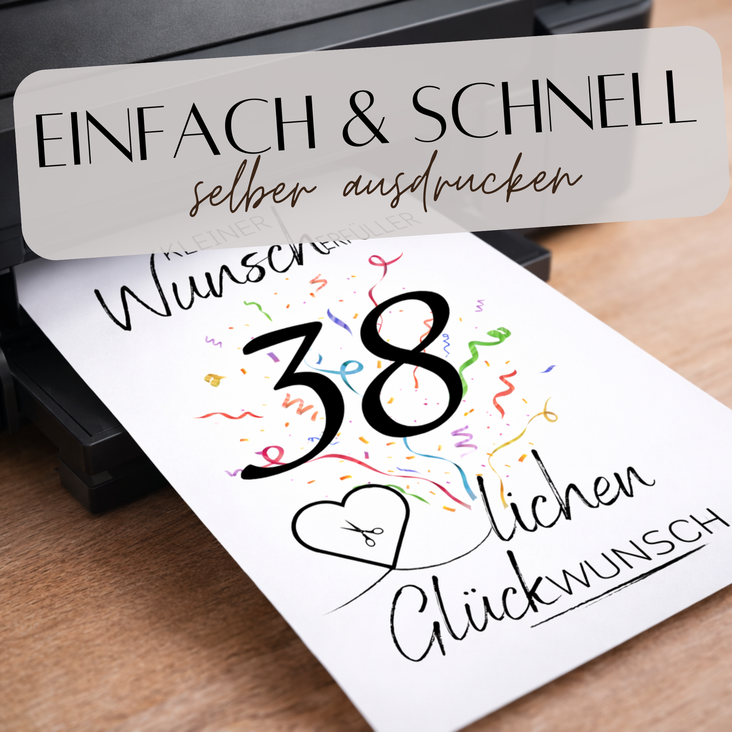 Geldgeschenk 38. Geburtstag Wunscherfüller | Digitaler Download | Last Minute Geschenkidee zum Ausdrucken