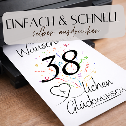 Geldgeschenk 38. Geburtstag Wunscherfüller | Digitaler Download | Last Minute Geschenkidee zum Ausdrucken