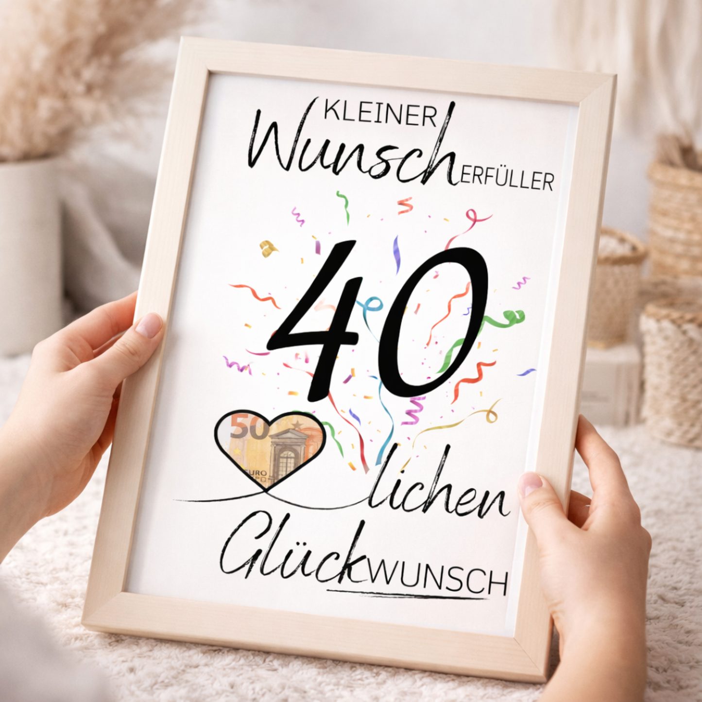 Geldgeschenk 40. Geburtstag Wunscherfüller | Digitaler Download | Last Minute Geschenkidee zum Ausdrucken