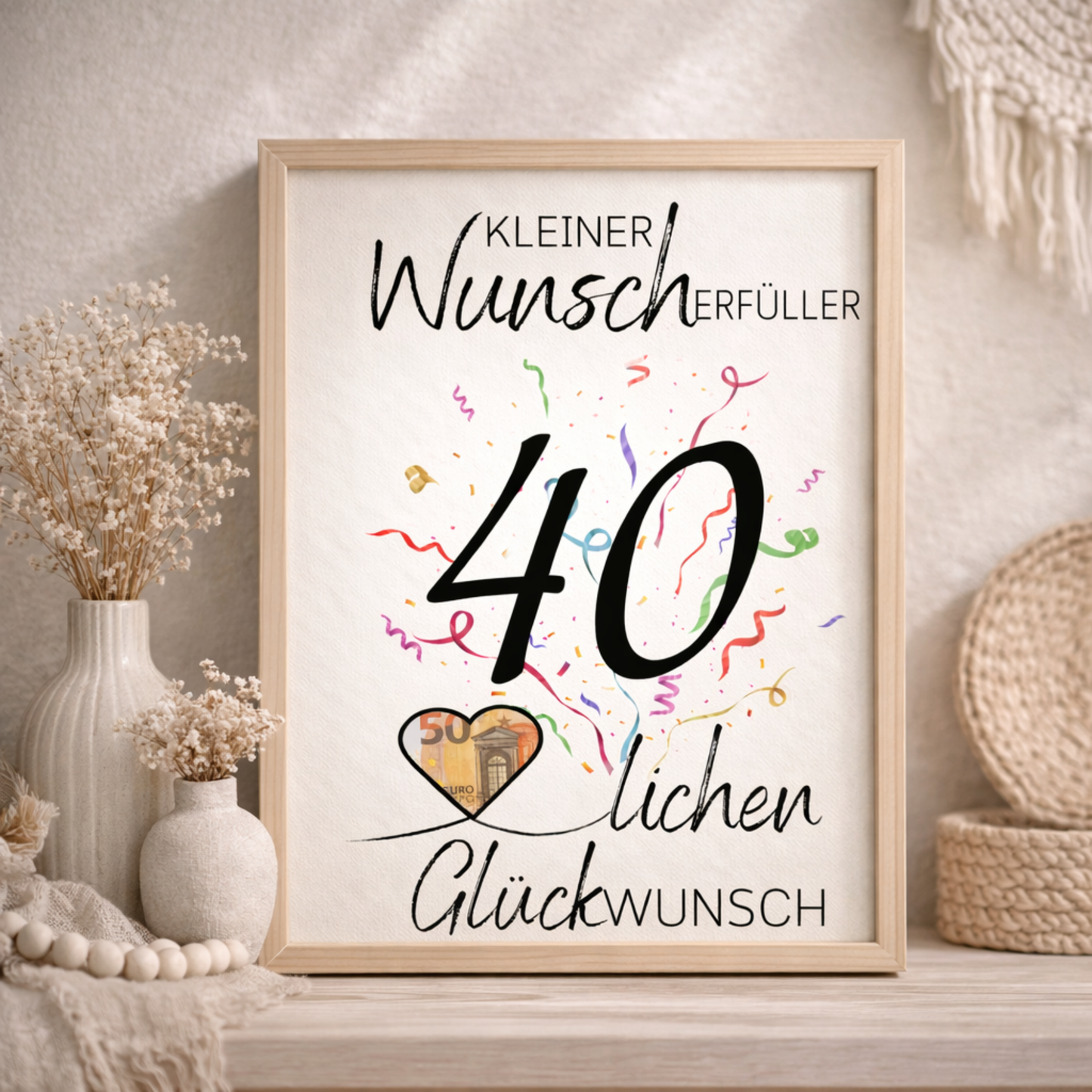 Geldgeschenk 40. Geburtstag Wunscherfüller | Digitaler Download | Last Minute Geschenkidee zum Ausdrucken