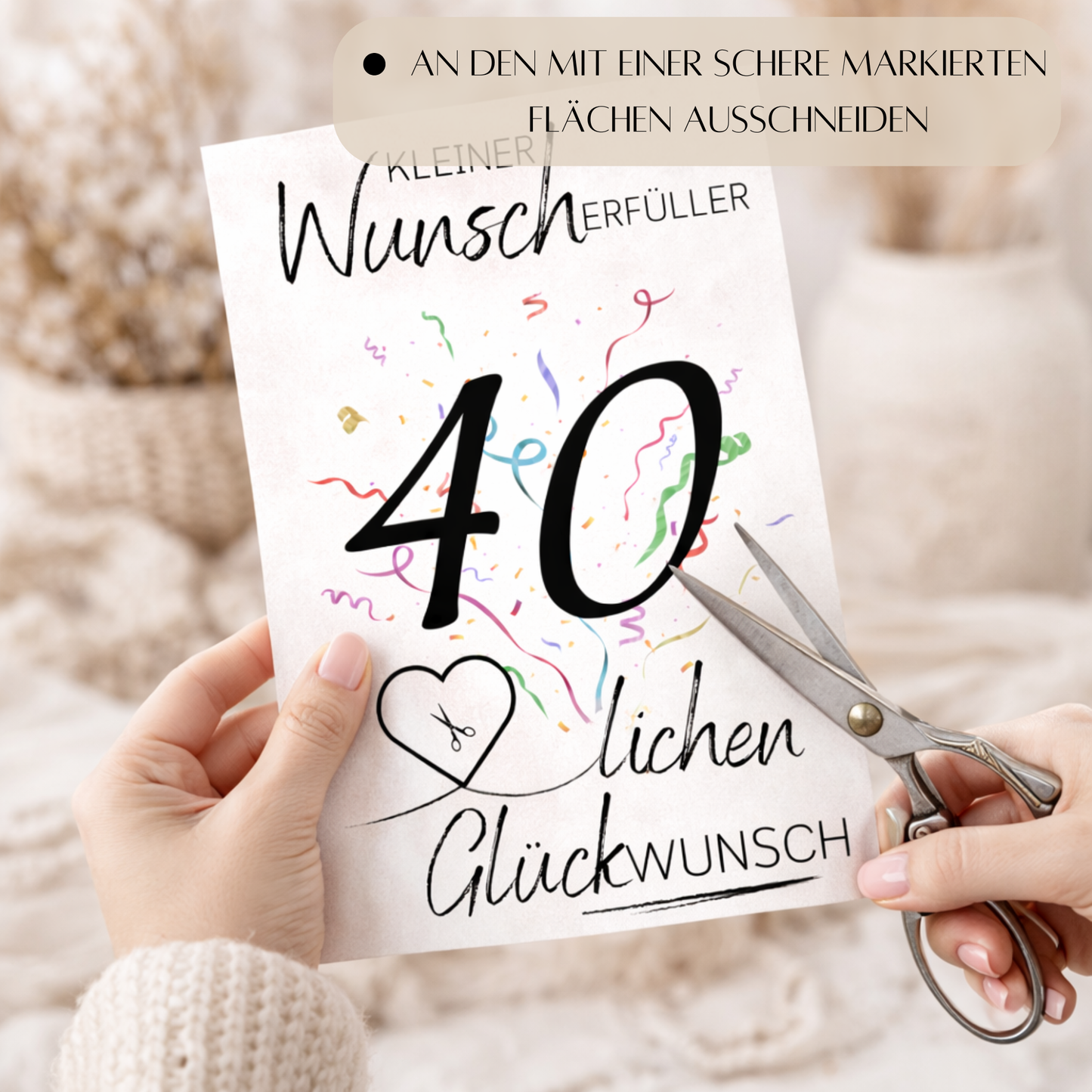 Geldgeschenk 40. Geburtstag Wunscherfüller | Digitaler Download | Last Minute Geschenkidee zum Ausdrucken