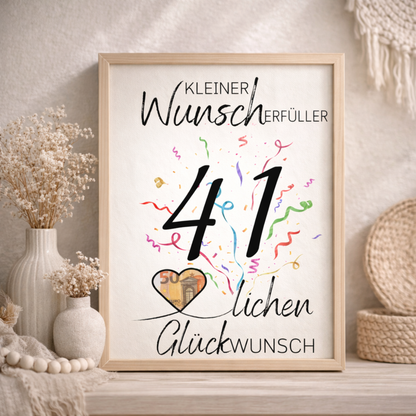 Geldgeschenk 41. Geburtstag Wunscherfüller | Digitaler Download | Last Minute Geschenkidee zum Ausdrucken