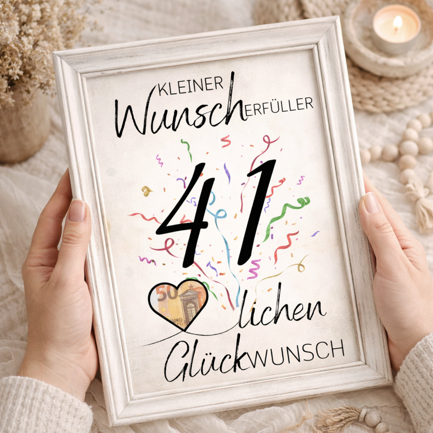 Geldgeschenk 41. Geburtstag Wunscherfüller | Digitaler Download | Last Minute Geschenkidee zum Ausdrucken