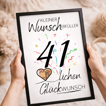 Geldgeschenk 41. Geburtstag Wunscherfüller | Digitaler Download | Last Minute Geschenkidee zum Ausdrucken