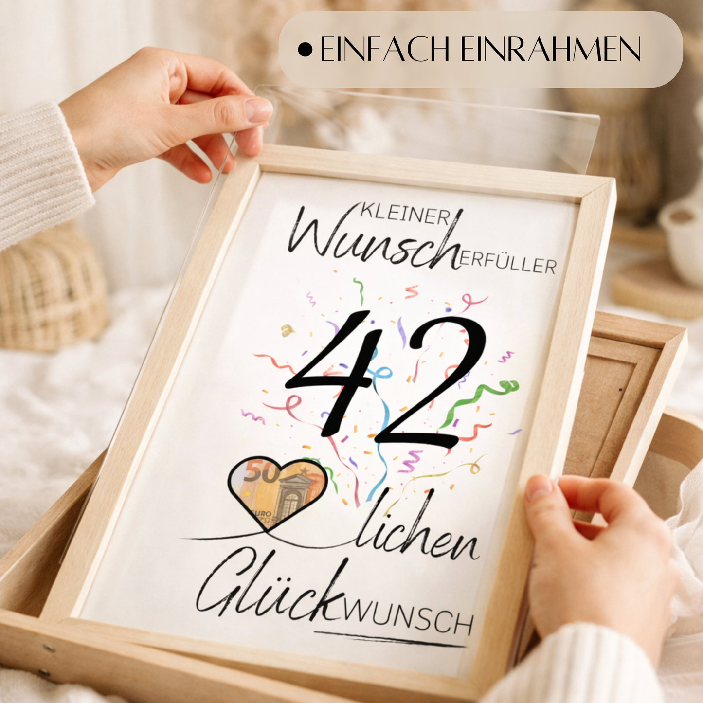 Geldgeschenk 42. Geburtstag Wunscherfüller | Digitaler Download | Last Minute Geschenkidee zum Ausdrucken