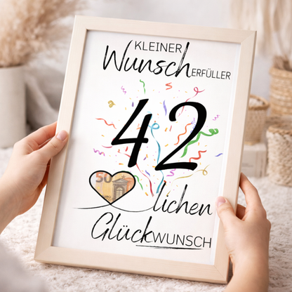 Geldgeschenk 42. Geburtstag Wunscherfüller | Digitaler Download | Last Minute Geschenkidee zum Ausdrucken