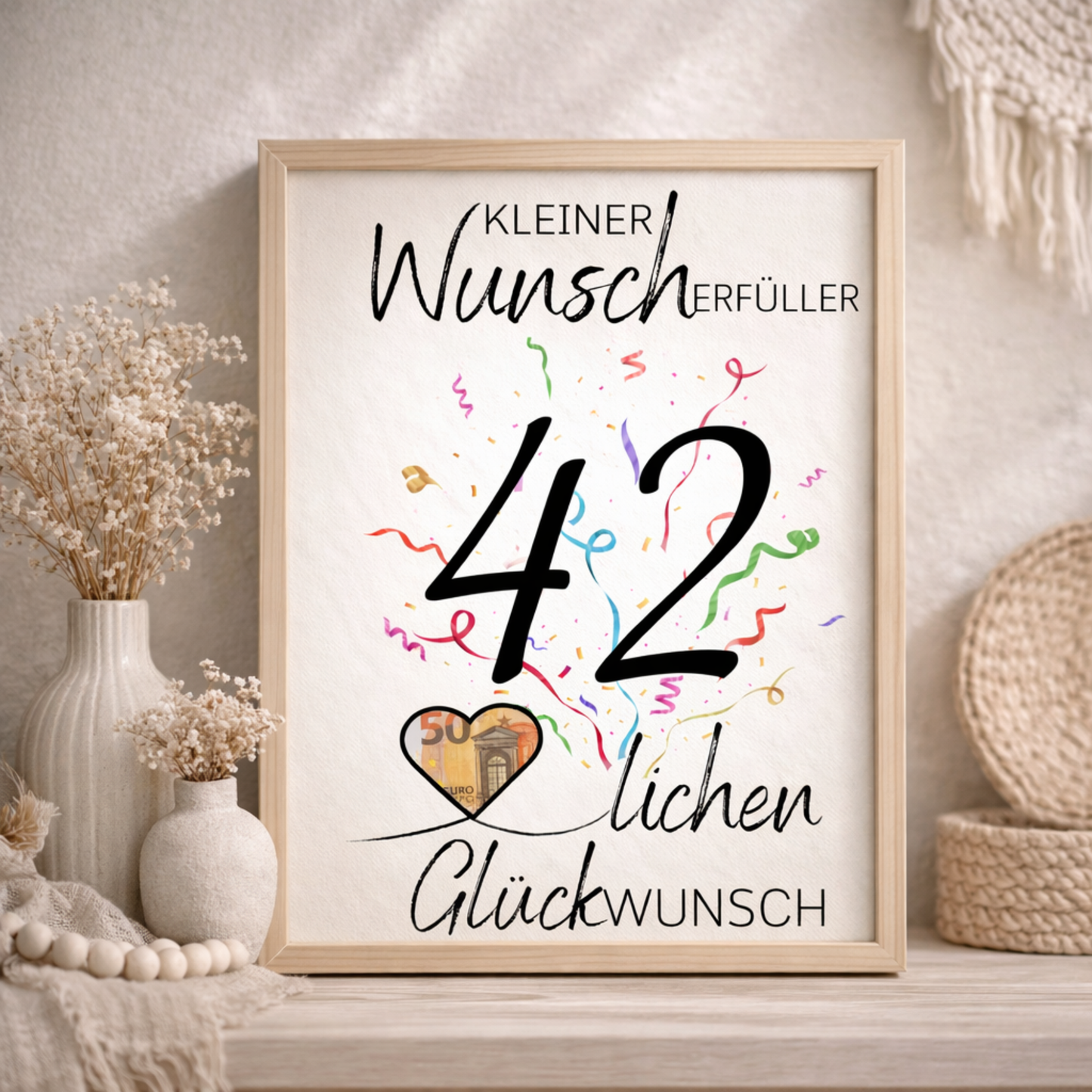 Geldgeschenk 42. Geburtstag Wunscherfüller | Digitaler Download | Last Minute Geschenkidee zum Ausdrucken